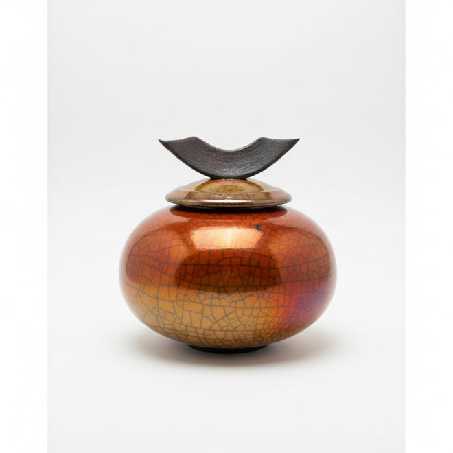 Raku Ferric Small Lidded Pot