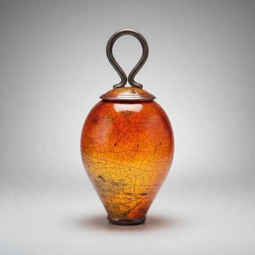Raku Ferric Lidded Vase