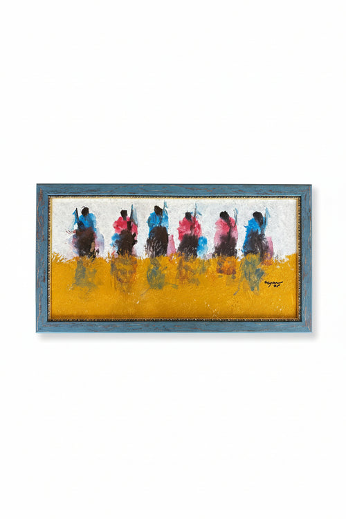 Protectors VII — Al Clymer (Original, 25 3/5″ H × 13 3/4″ W), Double-Framed Oil & Acrylic on Panel