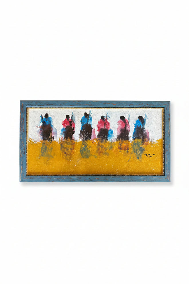 Protectors VII — Al Clymer (Original, 25 3/5″ H × 13 3/4″ W), Double-Framed Oil & Acrylic on Panel