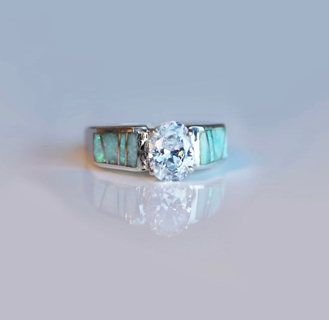Amazonite & Opal Inlayed Ring