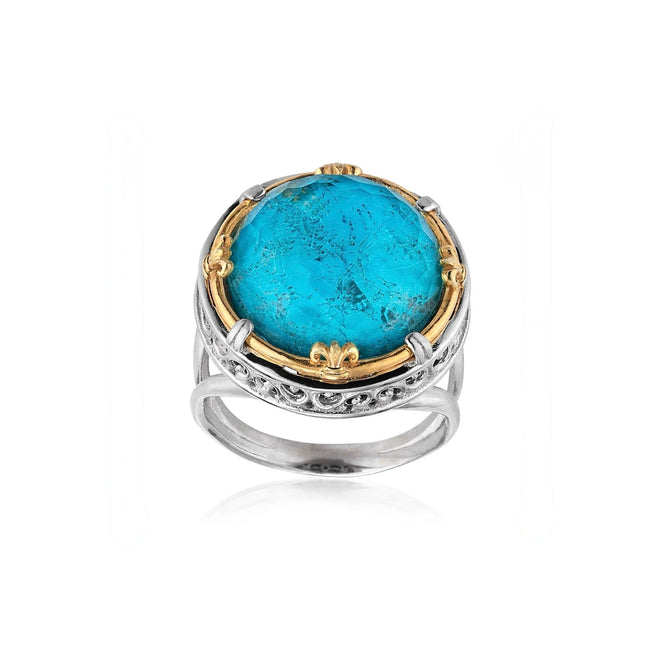 Large Round 16mm Chrysocolla Ring