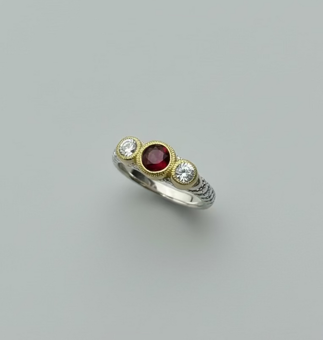 Garnet & White Topaz Ring