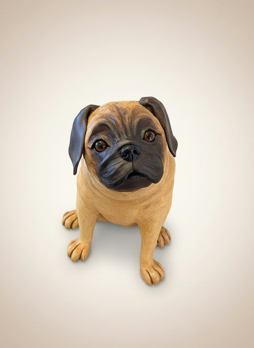 Handmade Ceramic Pug Sculpture by Sumati Colpitts