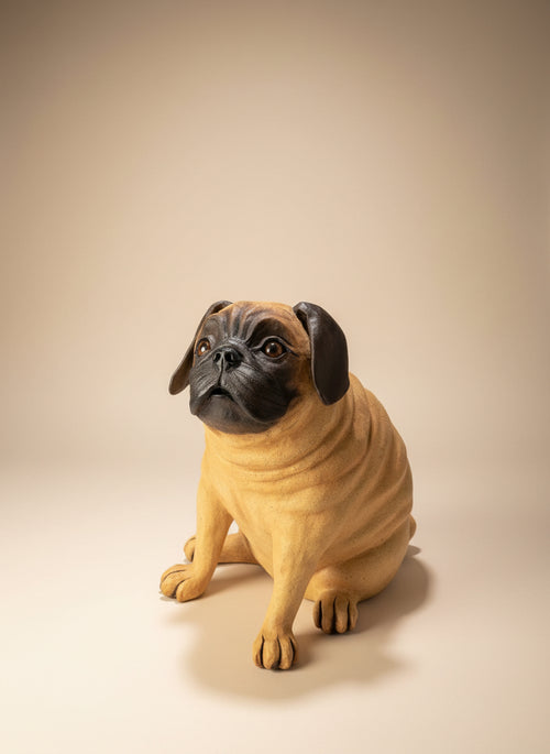 Handmade Ceramic Pug Sculpture by Sumati Colpitts