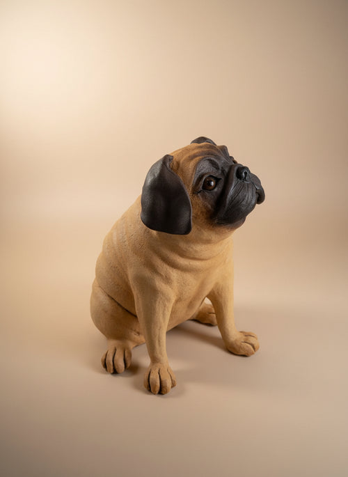 Handmade Ceramic Pug Sculpture by Sumati Colpitts