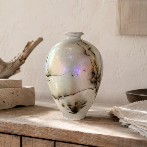 Handmade Horsehair White Pot