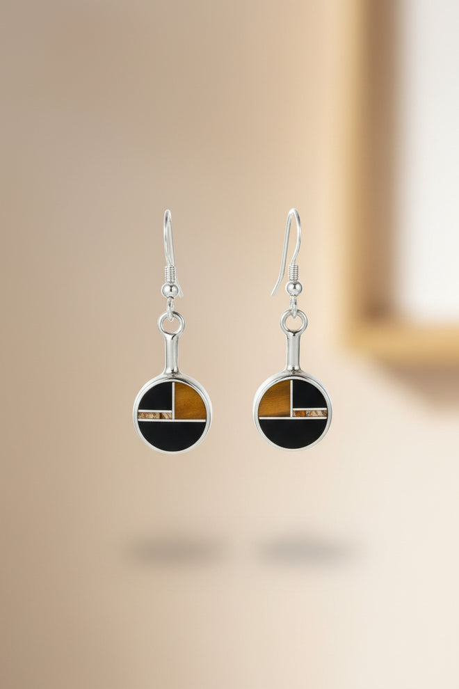 Black Jade & Jasper Earrings (Navajo Inlaid)