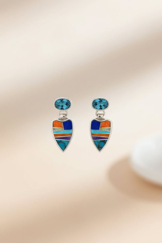 Indian Summer Post Earrings - Navajo Stone Inlaid