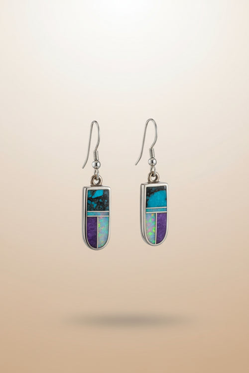 Stone Inlaid Earrings - Handmade Navajo