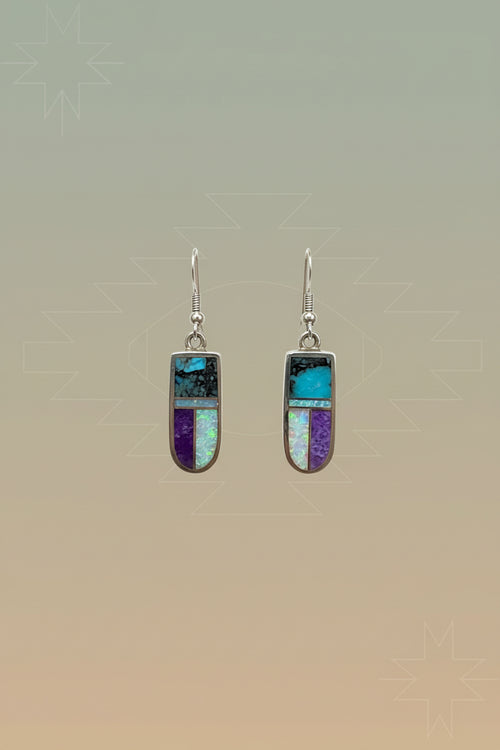 Stone Inlaid Earrings - Handmade Navajo