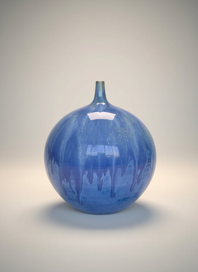 Handmade Periwinkle Bottle 9"h x 8"w by Sari Green