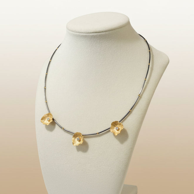 3-Petal Sterling Silver Necklace — Handmade Floral Pendant Jewelry