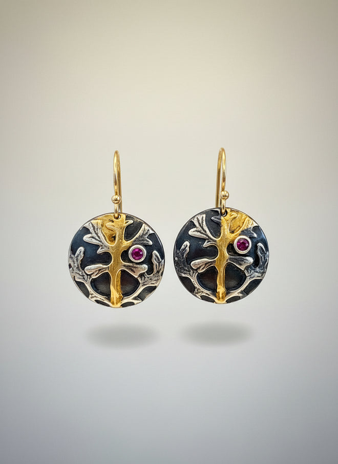 Textured Ruby Earrings - Handmade in Sedona Arizona