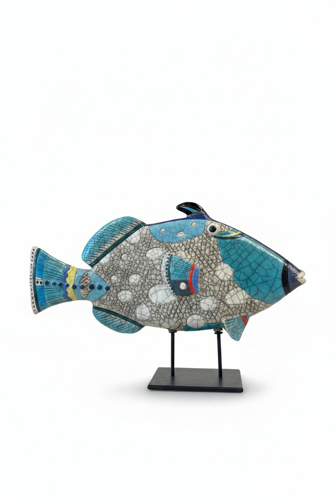 Handmade Trigger Fish on stand