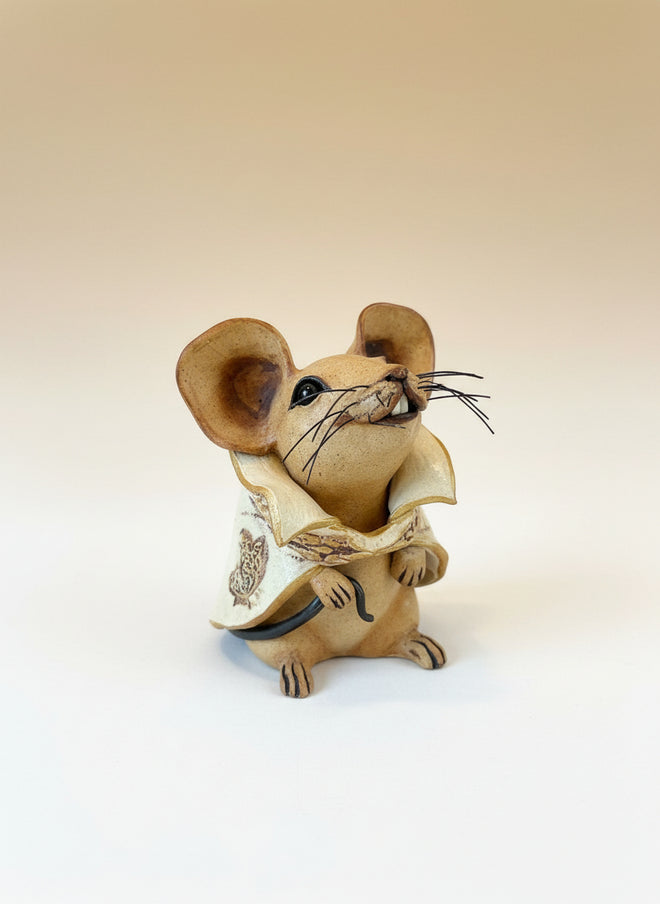 Handmade Ceramic Capped Mouse Sculpture by Sumati Colpitts