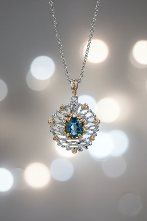London Blue Topaz & White Topaz Necklace