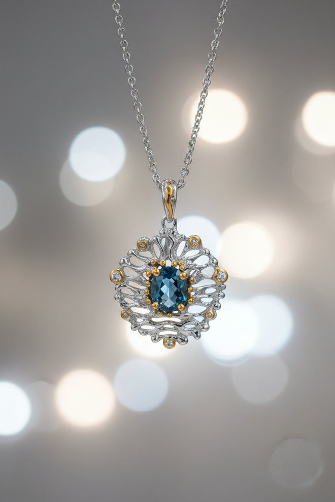 London Blue Topaz & White Topaz Necklace
