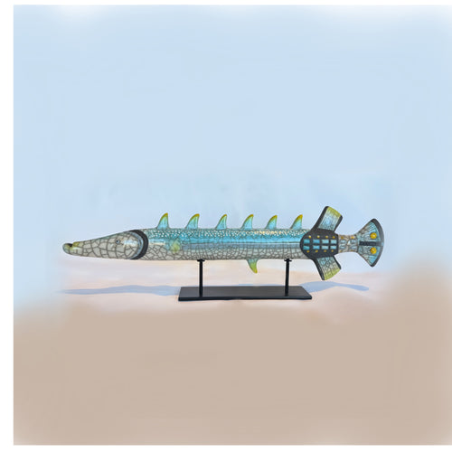 Handmade raku ceramic trumpet fish 