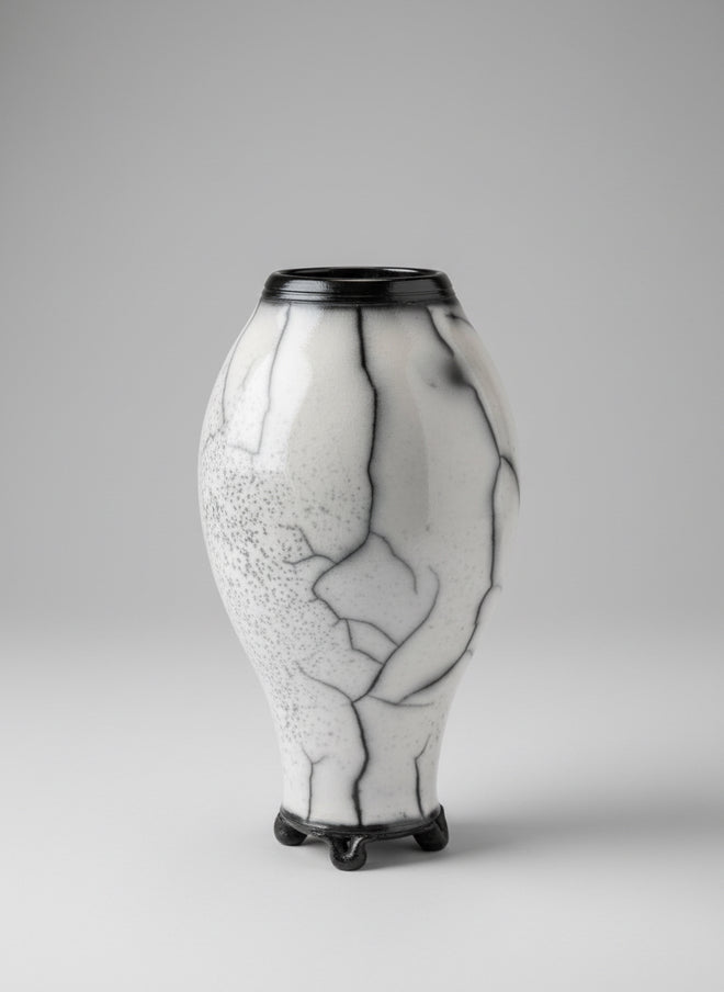 Naked Raku Pot by Bob Smith – 10.5”h x 6.5"w Hand-Thrown Vase