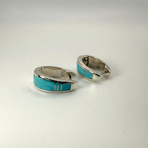Arizona Blue (Kingman) Turquoise Huggies Earrings