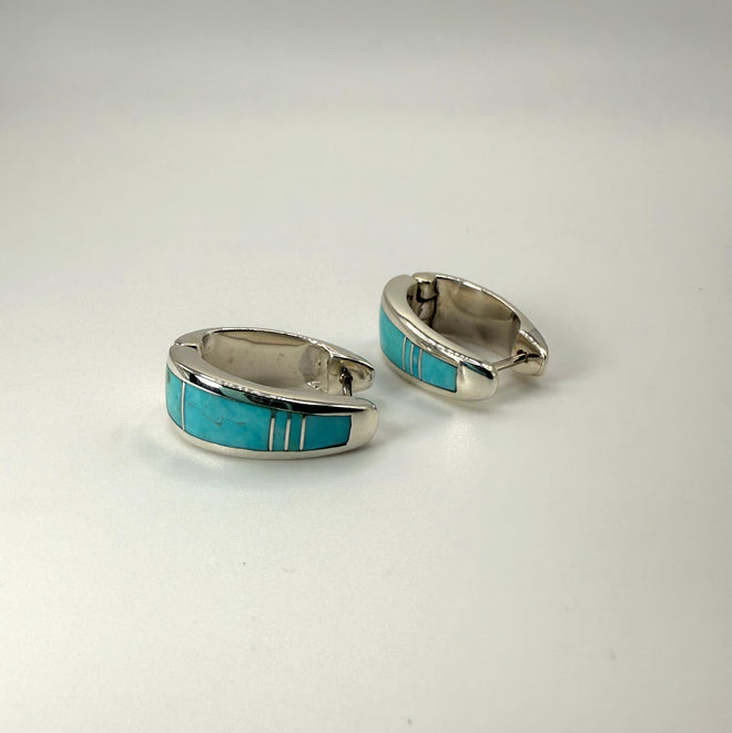 Arizona Blue (Kingman) Turquoise Huggies Earrings