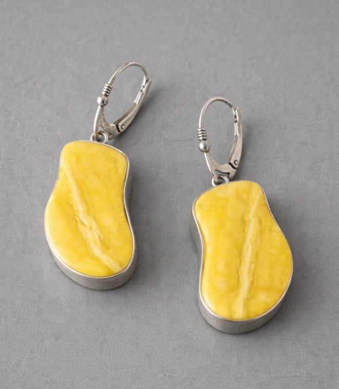 Sterling Silver Butter Scotch Amber Earrings