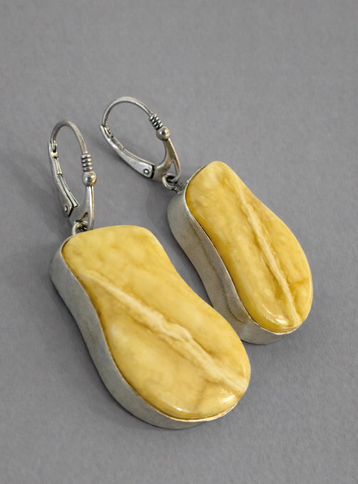Sterling Silver Butter Scotch Amber Earrings