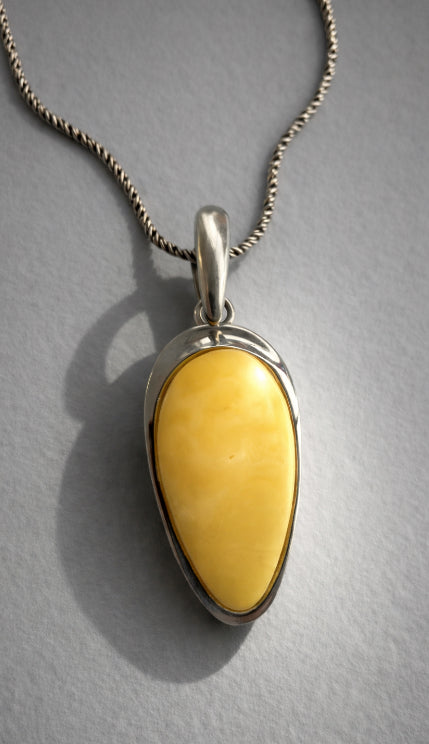 Sterling Silver Butter Scotch Amber Necklace