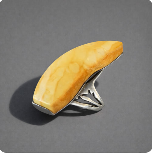 Sterling Silver Butter Scotch Amber Ring