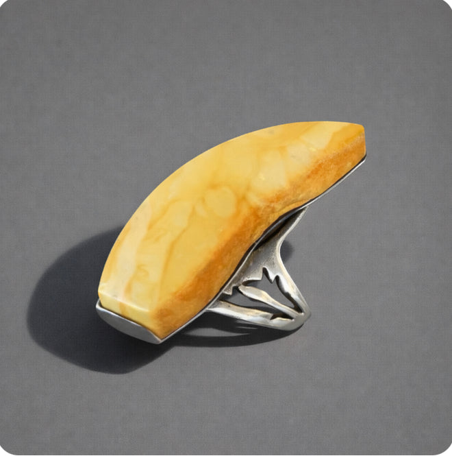 Sterling Silver Butter Scotch Amber Ring