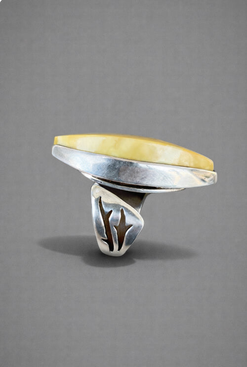 Sterling Silver Butter Scotch Amber Ring