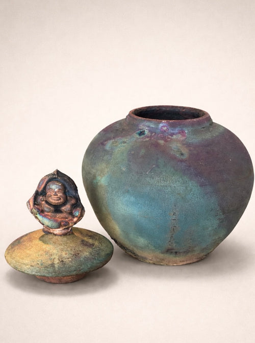 Frog Handmade Raku Pot