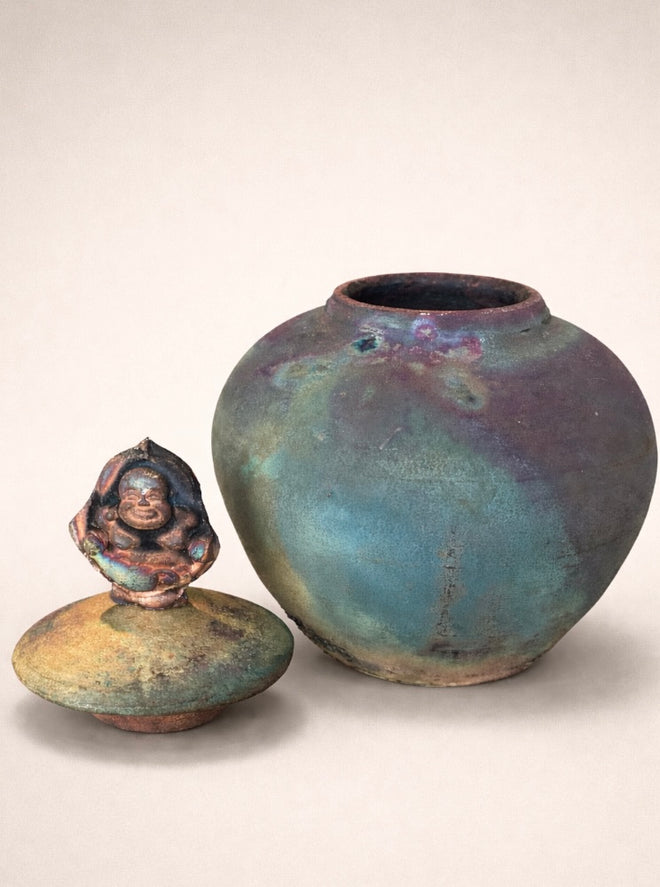 Frog Handmade Raku Pot