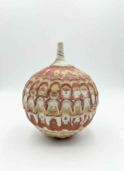 Handmade Agateware Carved Bottle by Sari Green