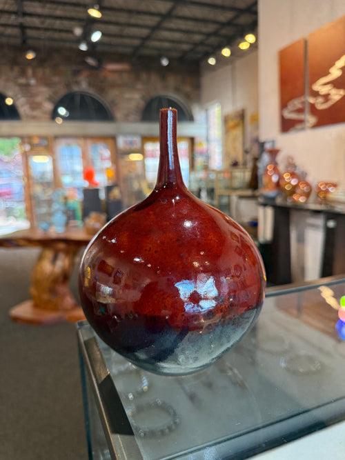 Stoneware red & black bottle