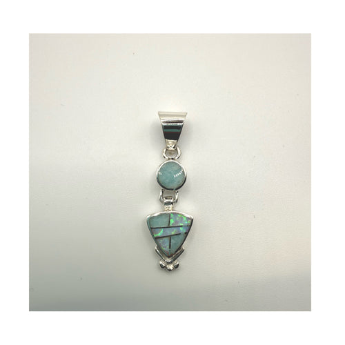 Opal & Amazonite Amazing Light Pendent - Navajo Stone Inlaid