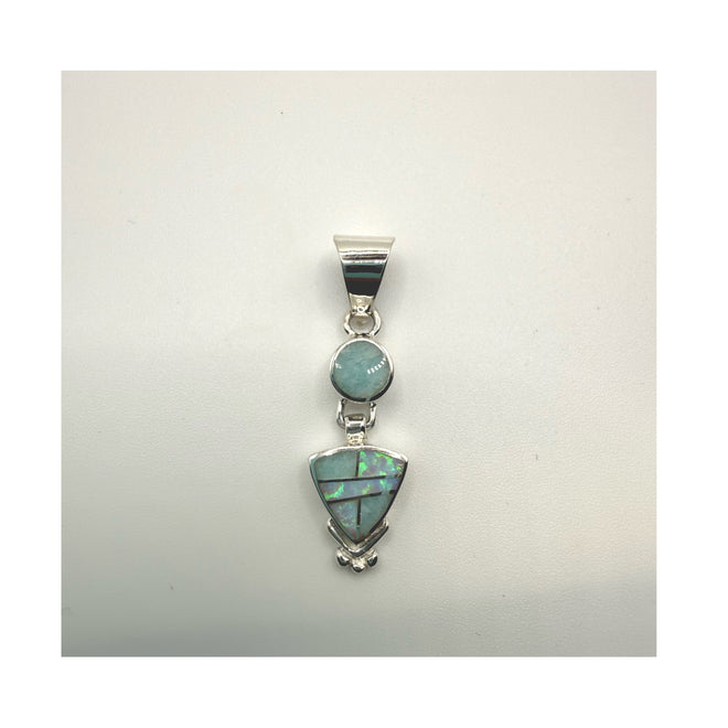 Opal & Amazonite Amazing Light Pendent - Navajo Stone Inlaid