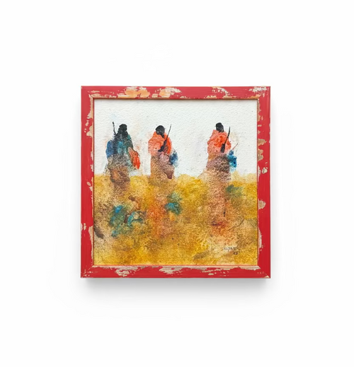 Three Friends I — Al Clymer Original 15¾" × 15¾″ (FRAMED)