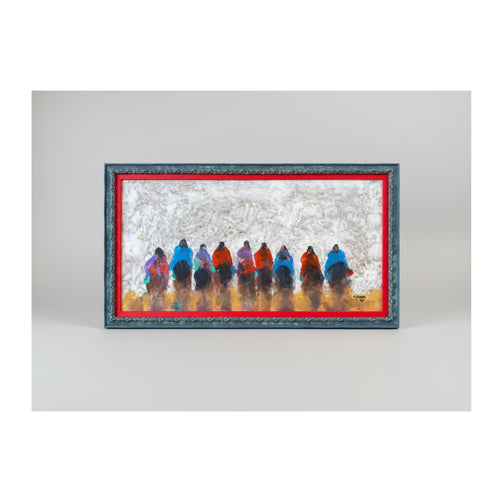 Protectors VI — Al Clymer (Original, 15″ H × 26½″ W), Double-Framed Oil & Acrylic on Panel