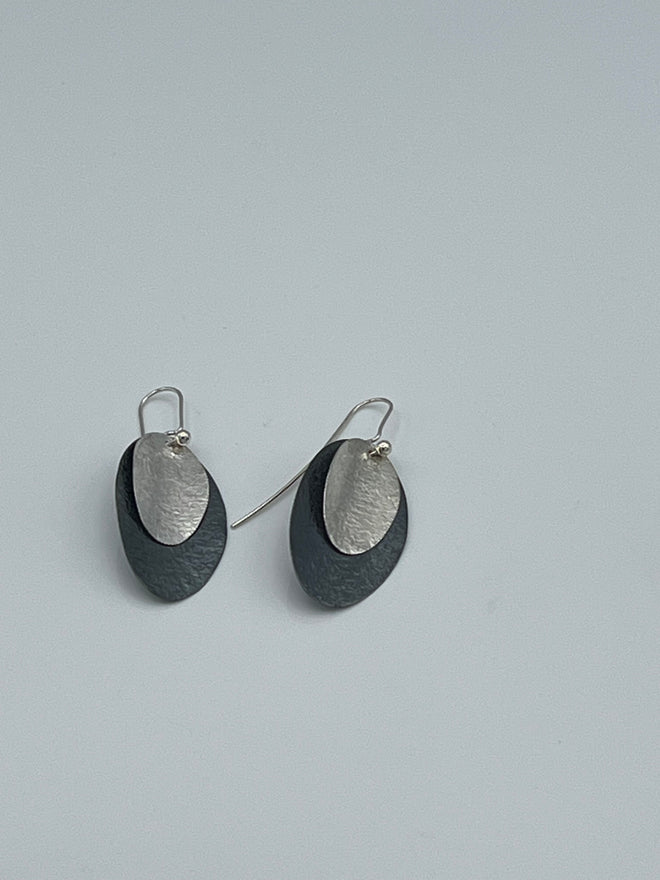 Ox Sterling Silver Closed Double Oval Earrings