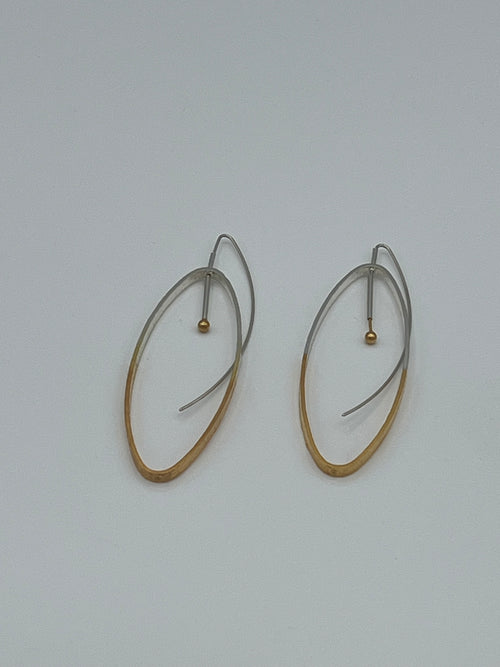 Large Oval Earrings Half Gold
