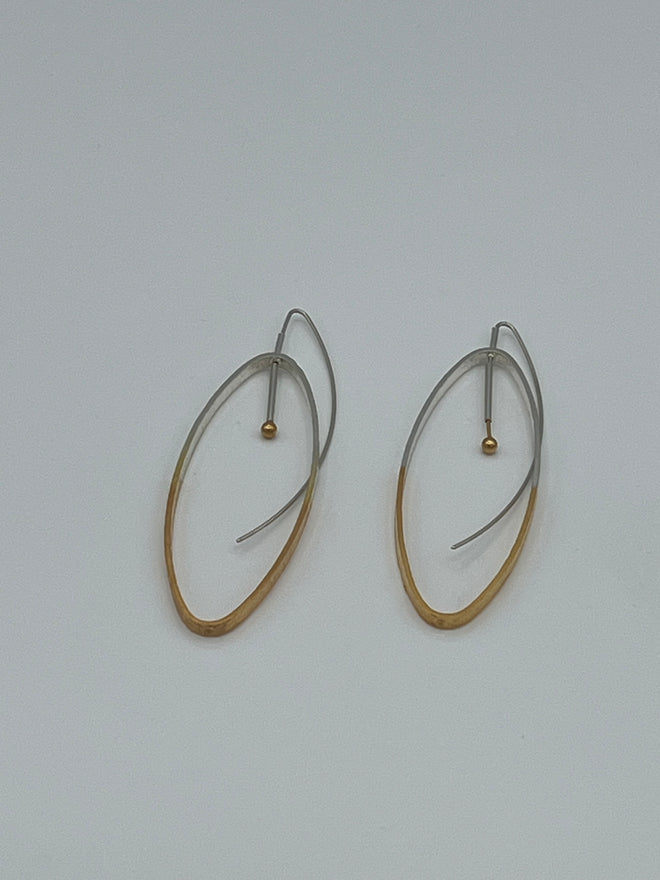 Large Oval Earrings Half Gold