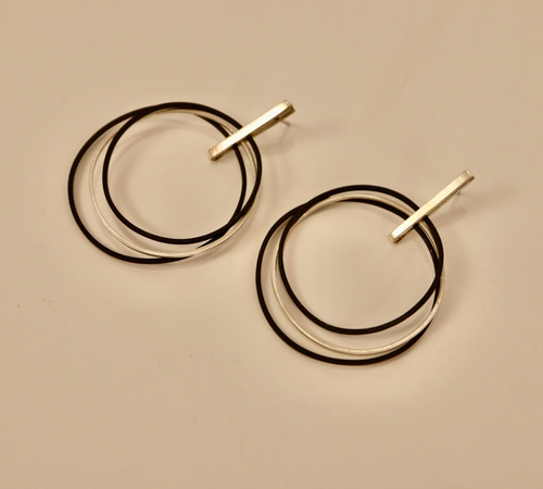3 Circle Sterling Silver Stud Earrings