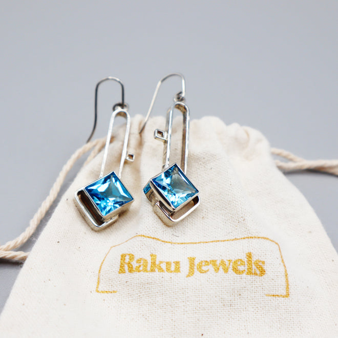 Sterling Silver Swiss Blue Topaz Earrings