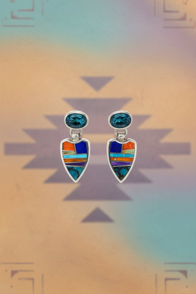 Indian Summer Post Earrings - Navajo Stone Inlaid