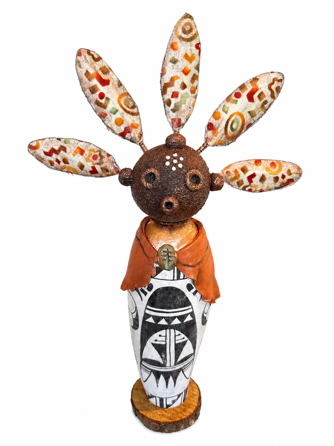 Handmade Mudhead Kachina Sculpture by Julie Hemer 