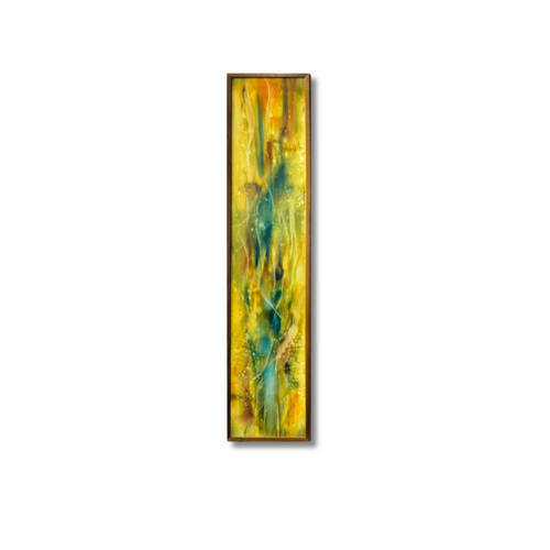 Desert Dreams – Tall Framed Abstract Canvas in Gold, Green & Teal