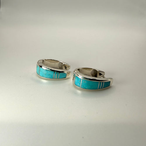 Arizona Blue (Kingman) Turquoise Huggies Earrings