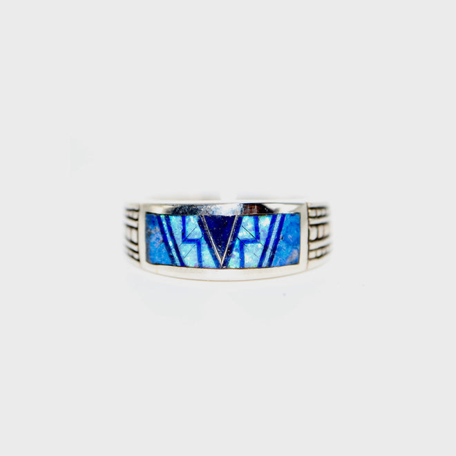Lapis • Opal • Navajo Inlay Ring (Sterling Silver) — Custom in 14K White/Yellow Gold